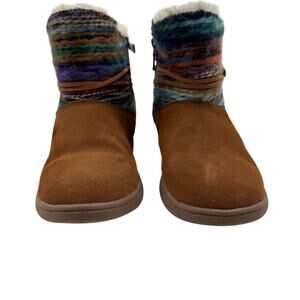 Lamo Suede Multicolor Textile Knit Sherpa Lined Booties Women's Size 6